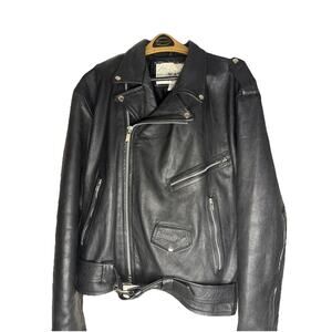 Vintage Vanguard Leather USA Black Biker Jacket Size 46 Full Zip
